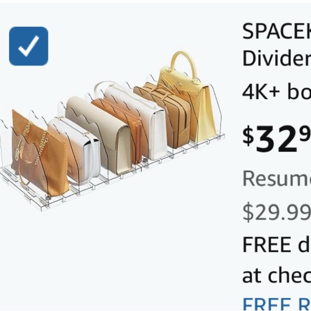 White Closet Bag Divider with Vertical Storage